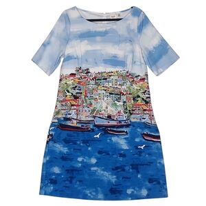Rafaella Weekend Women 14 Resort Nautical Colorful Scene Modest Dress